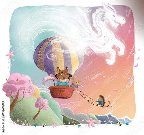 Book illustration with balloon 