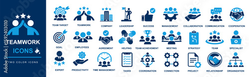 Teamwork icon set including teamwork, partnership, cooperation, collaboration, employee, team, success, meeting, leadership, company, expert, strategy, achievement, agreement, specialist, productivity