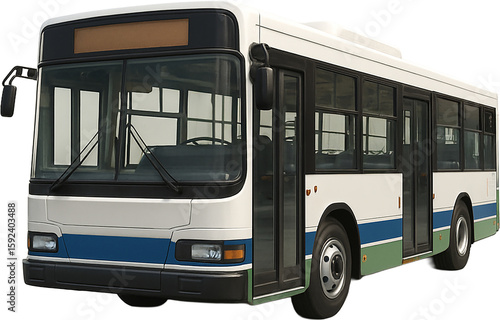3D city bus icon isolated on transparent background. PNG