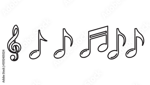 Musical Notes Illustration, Art, Digital Artwork, Creative Design, Minimalist Style