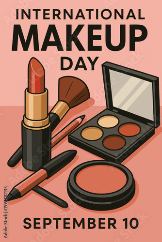 International makeup day, with makeup tools and September 10