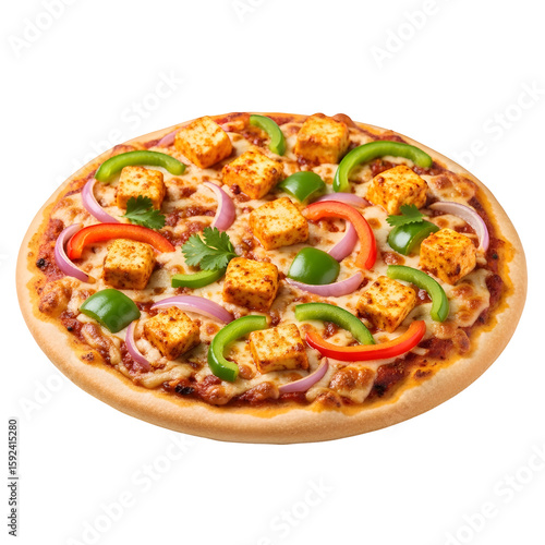 Delicious Indian Paneer Pizza with Vegetables.