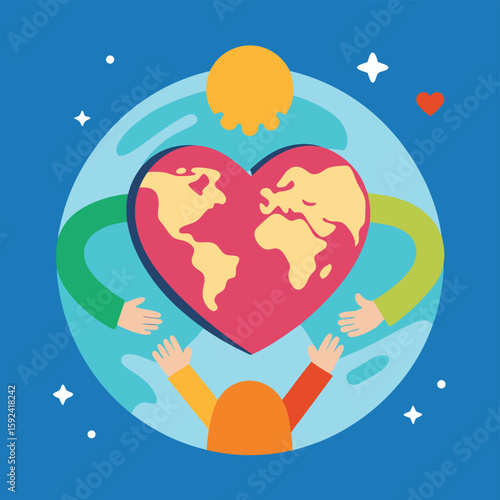 Love Earth Save Planet Concept with Hugging Hands