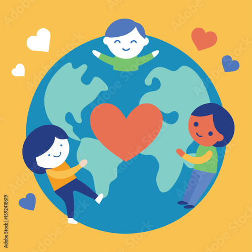 Love Our Earth with Diverse Happy Children