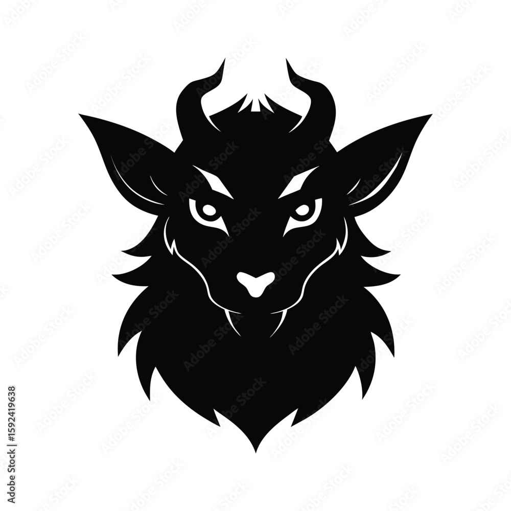 Fototapeta premium Silhouette vector of a chimera head with mythical creature elements for fantasy theme Vector illustration