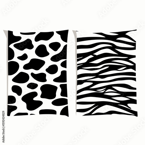 cow print, zebra print, animal fur pattern, black and white abstract design, contrasting monochrome textures

