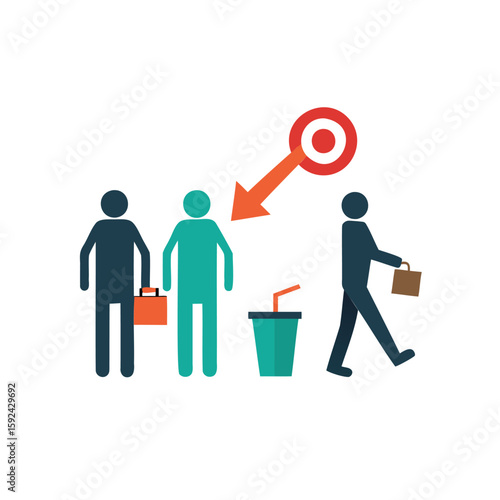 Business people with target arrow and drink representing achievement and success