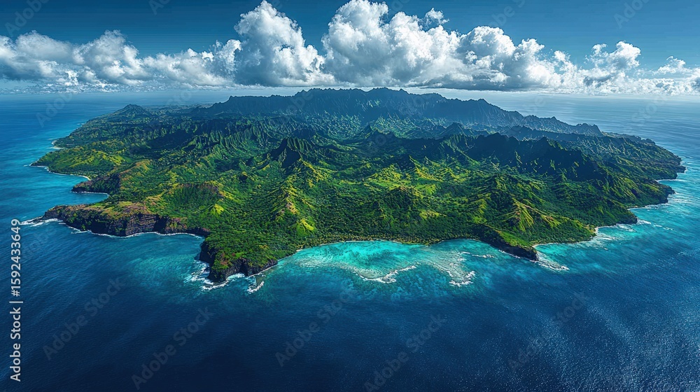 Fototapeta premium Lush island from above