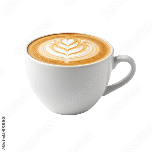 White Cup of Latte Art Coffee Drink.