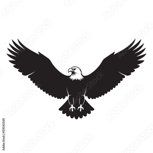 Majestic bald eagle soars with its wings fully extended in graphic style