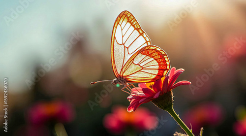 An illustration of a butterfly with stained glass-like wings.