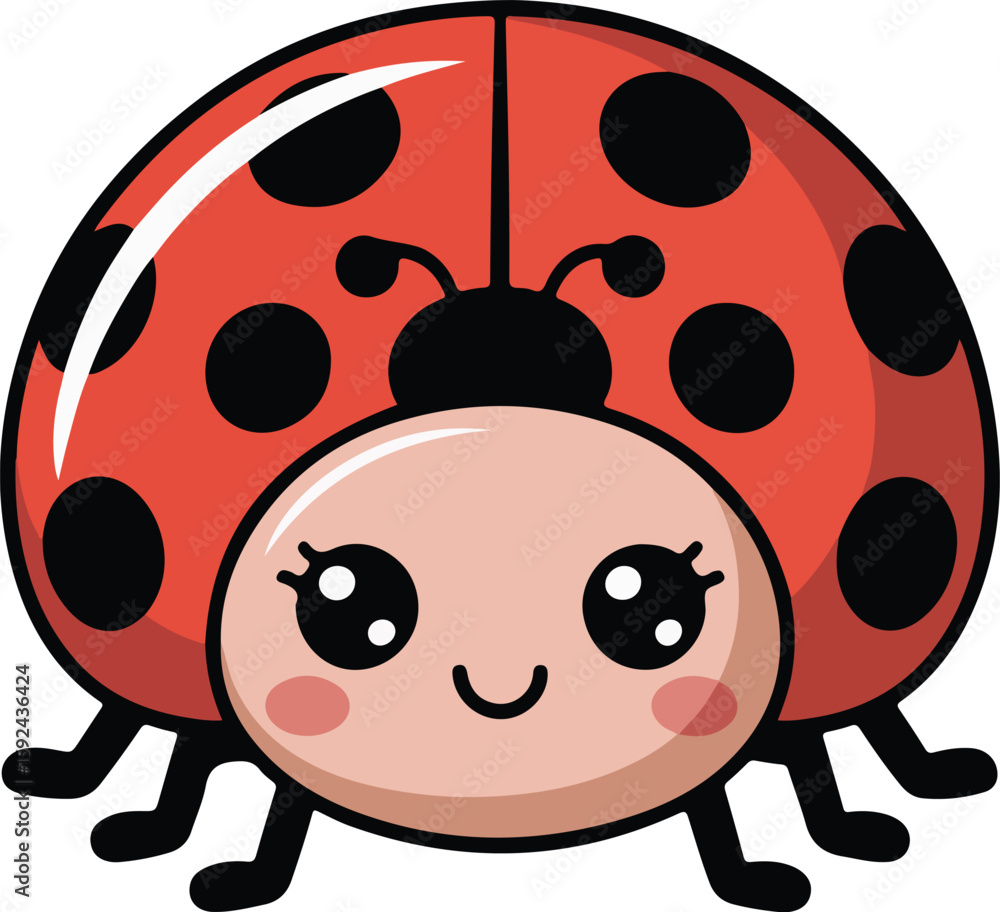 Fototapeta premium A cute ladybug with a friendly smile, exuding charm and delight