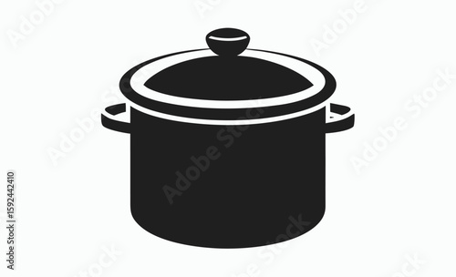 Cooking pot silhouette, kitchenware vector icon, cookware black illustration, vector pot icon silhouette illustration