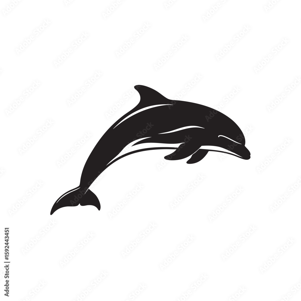 Fototapeta premium Monochromatic Dolphin Silhouette Displaying Grace and Agility Leaping Out of the Water