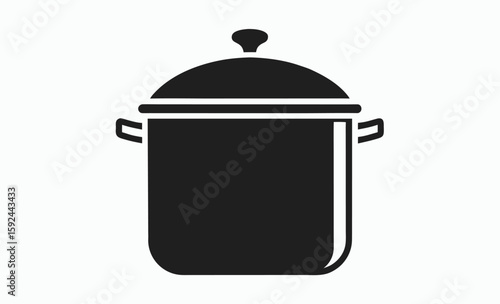 Cooking pot silhouette, kitchenware vector icon, cookware black illustration, vector pot icon silhouette illustration
