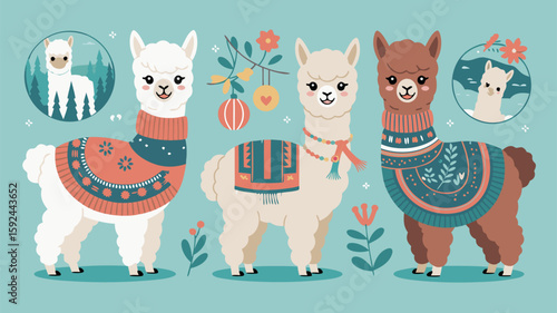 Cute Llama Vector SVG Illustration with Whimsical Design Style in Pastel Colors for Kids and Nursery Decor