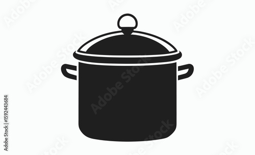 Cooking pot silhouette, kitchenware vector icon, cookware black illustration, vector pot icon silhouette illustration