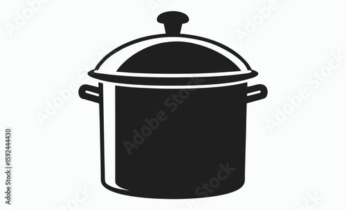 Cooking pot silhouette, kitchenware vector icon, cookware black illustration, vector pot icon silhouette illustration