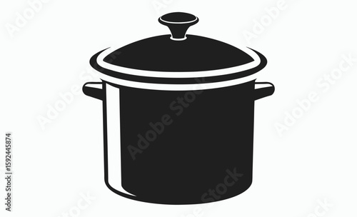 Cooking pot silhouette, kitchenware vector icon, cookware black illustration, vector pot icon silhouette illustration