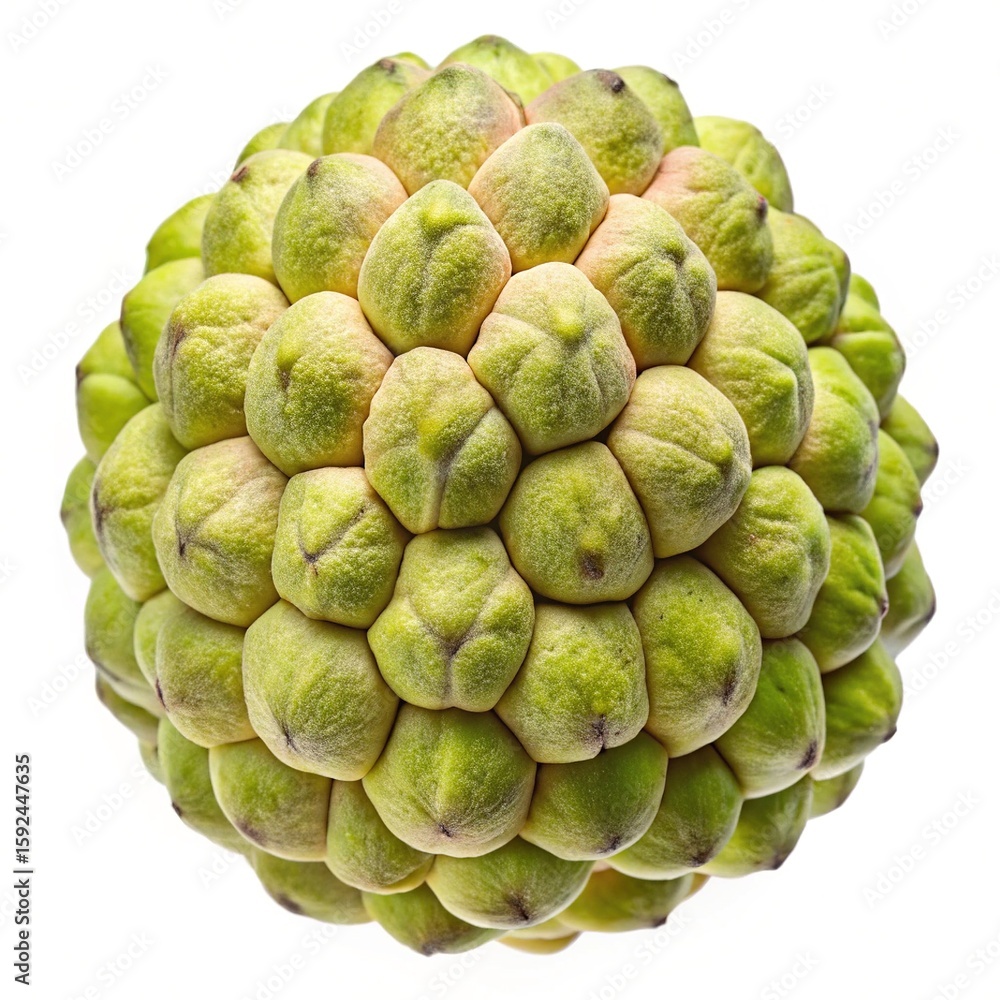 Fototapeta premium Close up shot of a sugar apple or sweetsop fruit on white background
