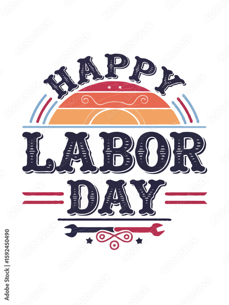 Naklejka premium Stylish Typography T-Shirt Design for Labor Day USA