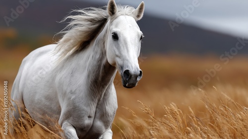 Wallpaper Mural Majestic white horse galloping through golden field (1) Torontodigital.ca