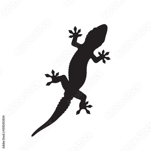 Gecko Lizard Silhouette, Tropical Reptile Vector Icon