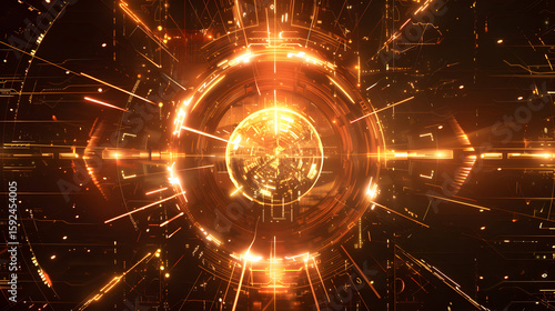 Abstract futuristic technology background with glowing lines and geometric shapes