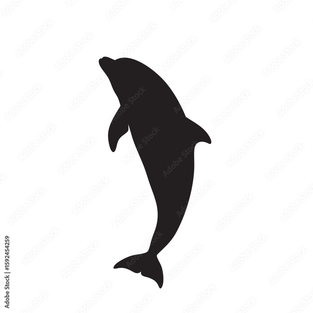 Elegant and graceful silhouette of a dolphin jumping out of the water Elegant and graceful silhouette of a dolphin jumping out of the water