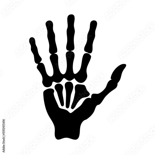 Open skeleton hand silhouette holding nothing with a faint background