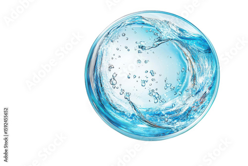Water splash in round glass and Refreshing Purity Concept Theme