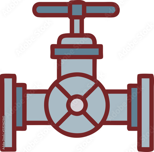 gate valve  vector icon on white or transparent background. plumbing tools. Editable and Printable sticker.