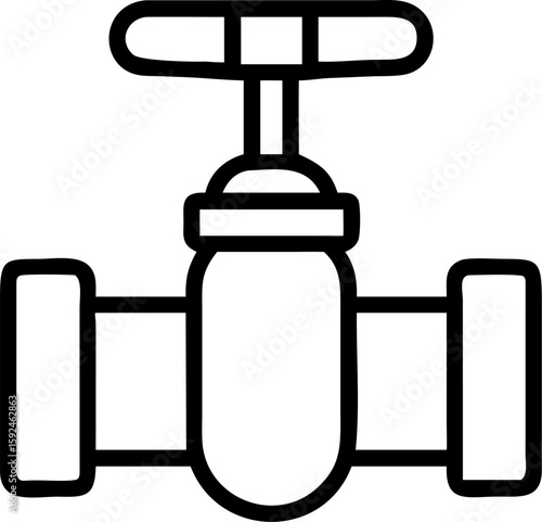 gate valve  outline vector icon on white or transparent background. plumbing tools. Editable and Printable sticker.
