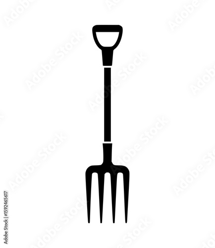 Minimalist black garden fork silhouette