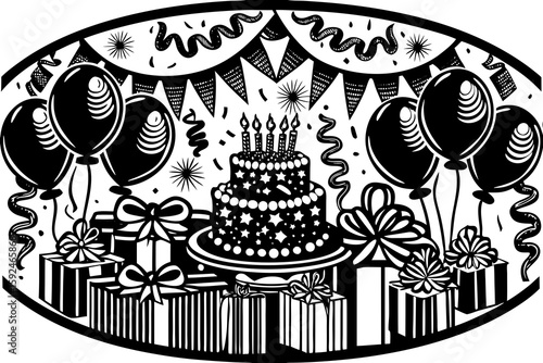 Layered Paper Cutout Style Celebration Scene vector illustration
