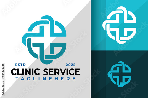 Letter C Clinic Medical Cross Logo Icon Vector Design Illustration