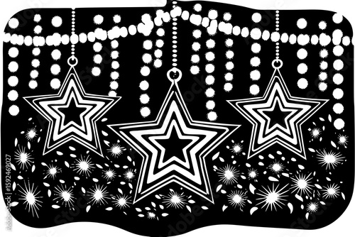 Shiny Bokeh Lights in the Shape of Stars and Circles vector illustration