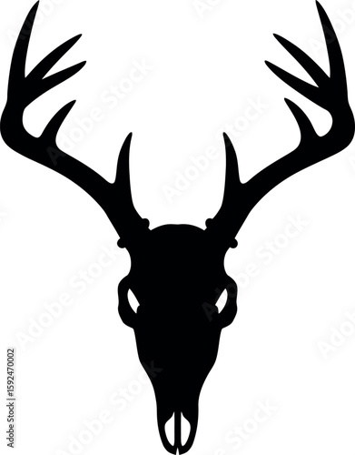 Black deer skull silhouette with antlers