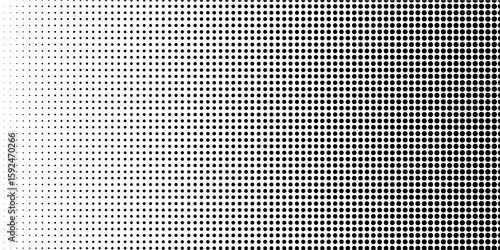 fun beautiful black and white shadow halftones retro pop art funky urban colorful comic book. Dotted halftone gradient texture. Vanishing polka dot background. Repeating dots gradation pattern backgro