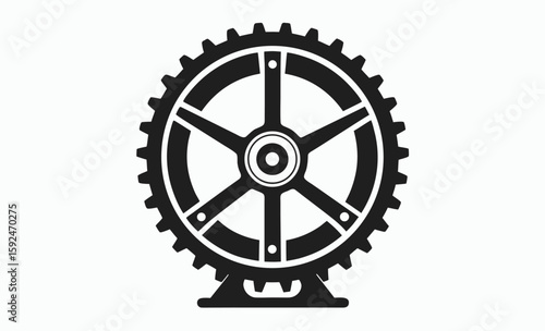 Flywheel gear silhouette, mechanical part vector, flywheel ring gear vector silhouette, illustration 