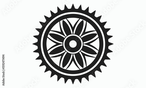 Flywheel gear silhouette, mechanical part vector, flywheel ring gear vector silhouette, illustration 