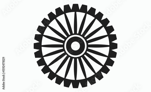 Flywheel gear silhouette, mechanical part vector, flywheel ring gear vector silhouette, illustration 