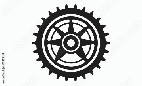 Flywheel gear silhouette, mechanical part vector, flywheel ring gear vector silhouette, illustration 