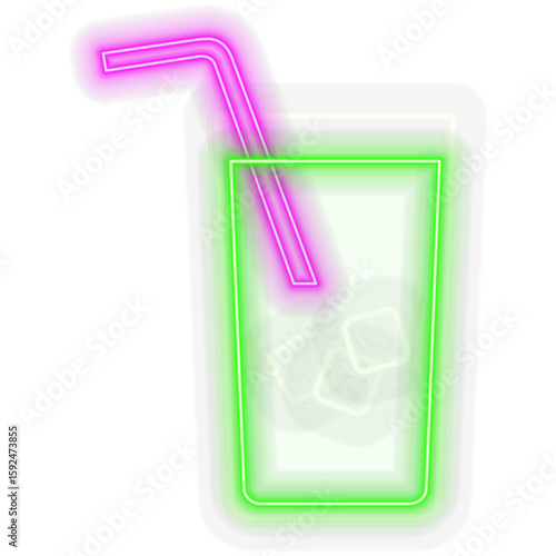 Neon cocktail bar sign. gin and tonic and martini. Vector isolated illustration. Icon for night bar background. LED luminous sign for restaurant