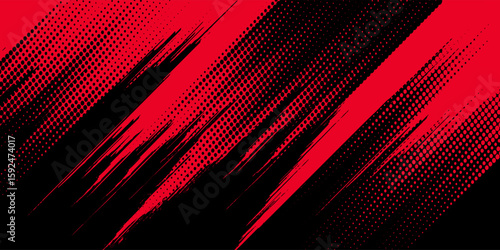 Black and red abstract grunge background with halftone style.