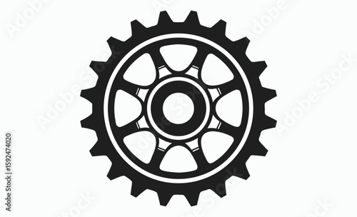 Flywheel gear silhouette, mechanical part vector, flywheel ring gear vector silhouette, illustration 