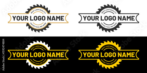 saw blade vector design,carpentry tool logo design,vintage,badge,editable design
