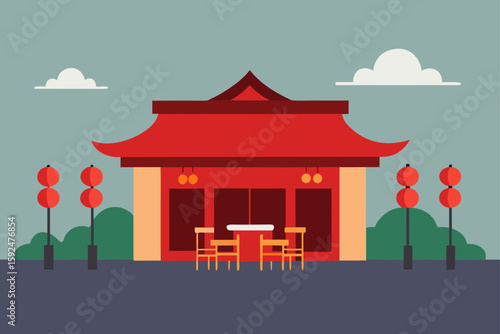 chinese temple in the morning