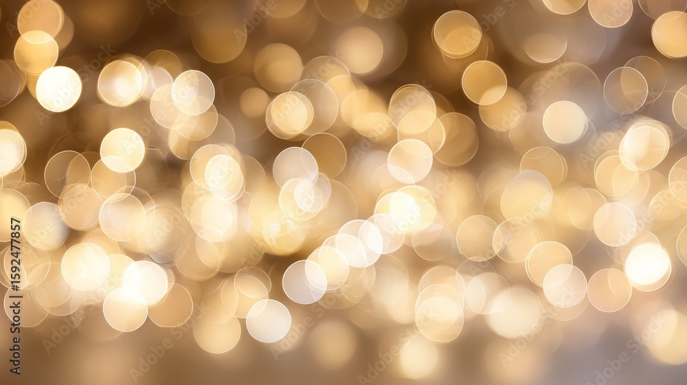 Fototapeta premium Warm golden bokeh lights background with soft circular glows