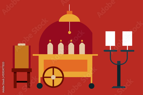 Taj Mahal vector illustration: iconic Indian architecture with a distinct dome and silhouette, perfect for travel and religious design